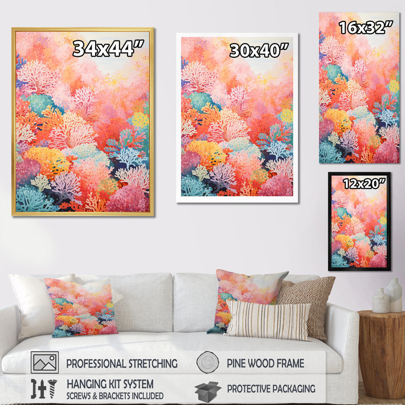 Coral Reef Barrier Expression I, reproduction d'art sur toile, H 44 po x l 34 po x P 1,5 po, Toile tendue