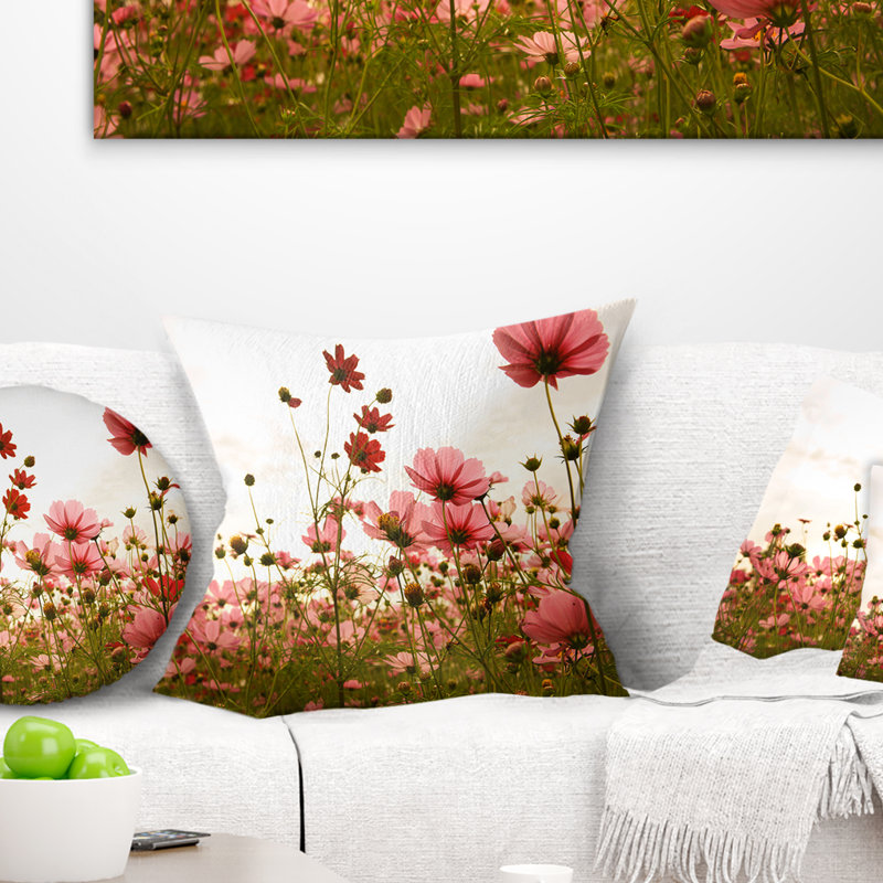 Coussin de jardin floral magnifique cosmos fleurs, 16 po x 1 po, Coussin décoratif