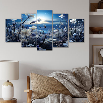 Moon Cosmic Floral Couture Meadows - Flowers Multipanel Wall Art