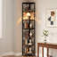 Black Bookcase, 78.7 in, featuring Storage with Steel, 12.1 Kg Product Weight, Particle Board 7-Tier Corner