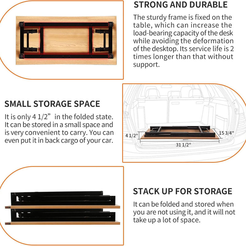 Need Small Desk 31 1/2" No Assembly Foldable Writing Table,Sturdy And Heavy Duty Folding Computer Desks For Small Space/Home Office/Dormitory AC5BW(80 * 40)
