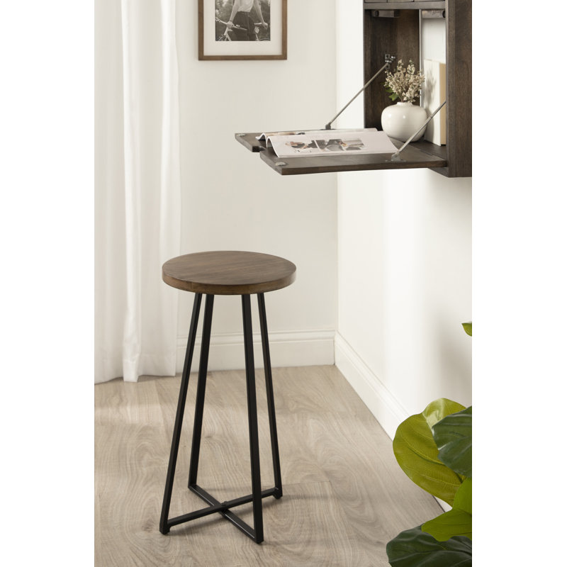 17 Stories Zia - Tabouret rond 13 x 13 x 25 naturel et noir