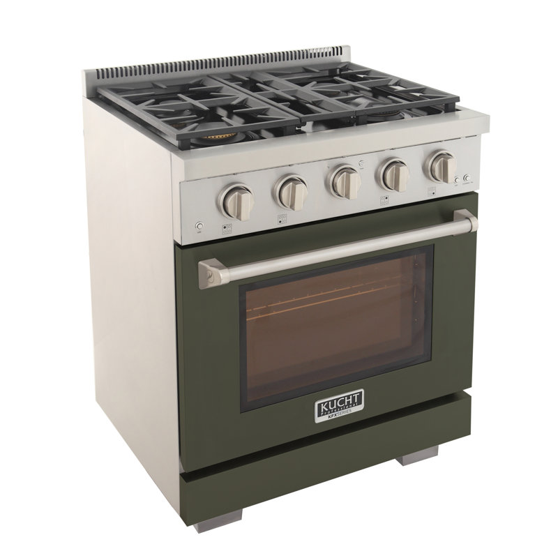 30 in. 4.2 cu. ft. Natural Gas Range and Convection Oven in Light Blue with True Simmer Burners, Olive Green, Liquid Propane
