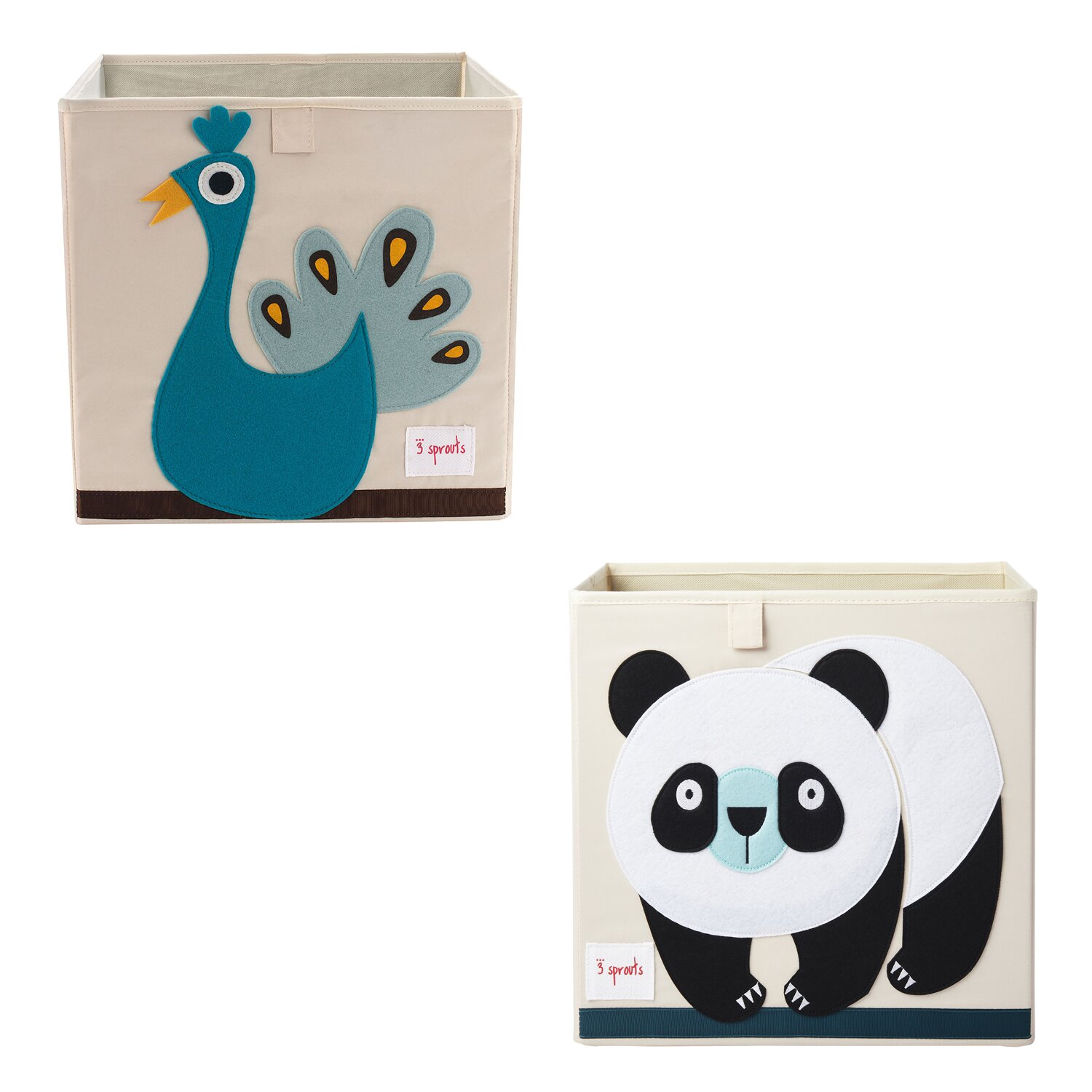 3 Sprouts Panda Bear with Peacock 2 Piece Fabric Bin Set & Reviews