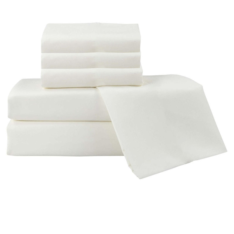 Jaree 6-Piece Rayon Hotel Sheet Set, California King, White