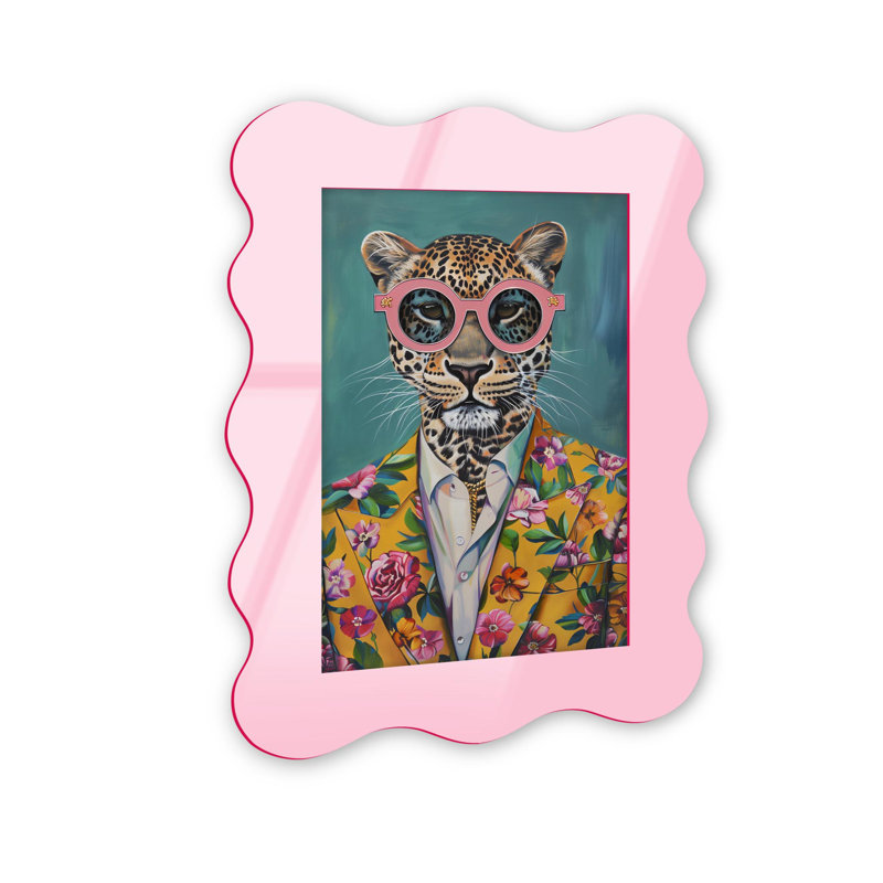 Cadre mural chic en acrylique Cheetah par NOTORIART, Rose, H 18,5 po x l 13,5 po, Courbée