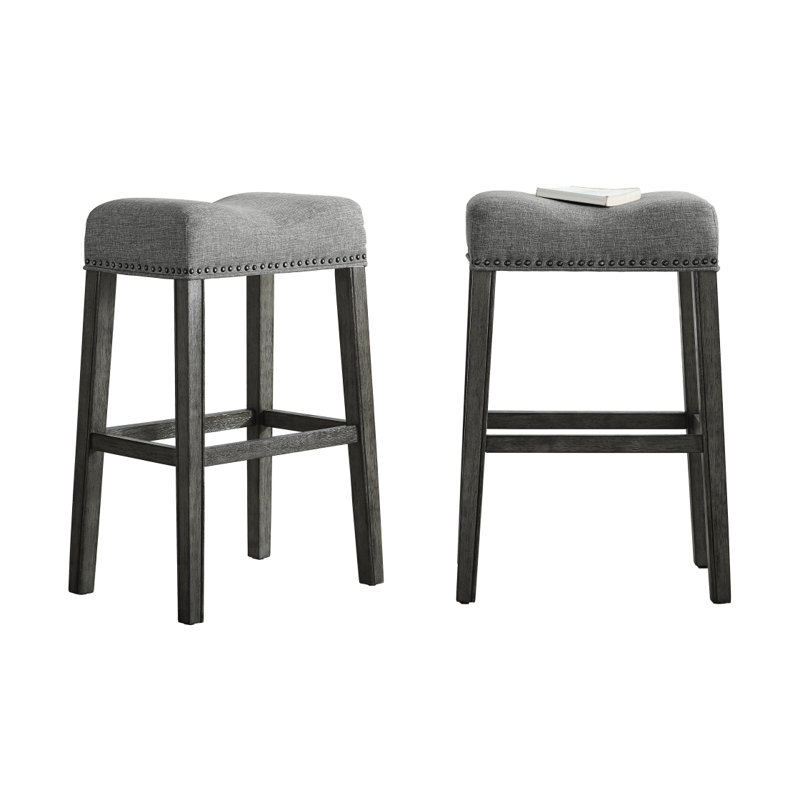 Ensemble de tabourets de comptoir rembourrés, Gris, Espresso