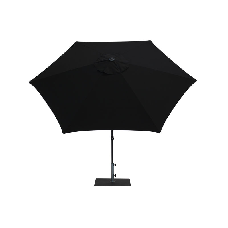 Annalize 300 cm W X 300 cm D Round Market Parasol with Manual Lift, Black