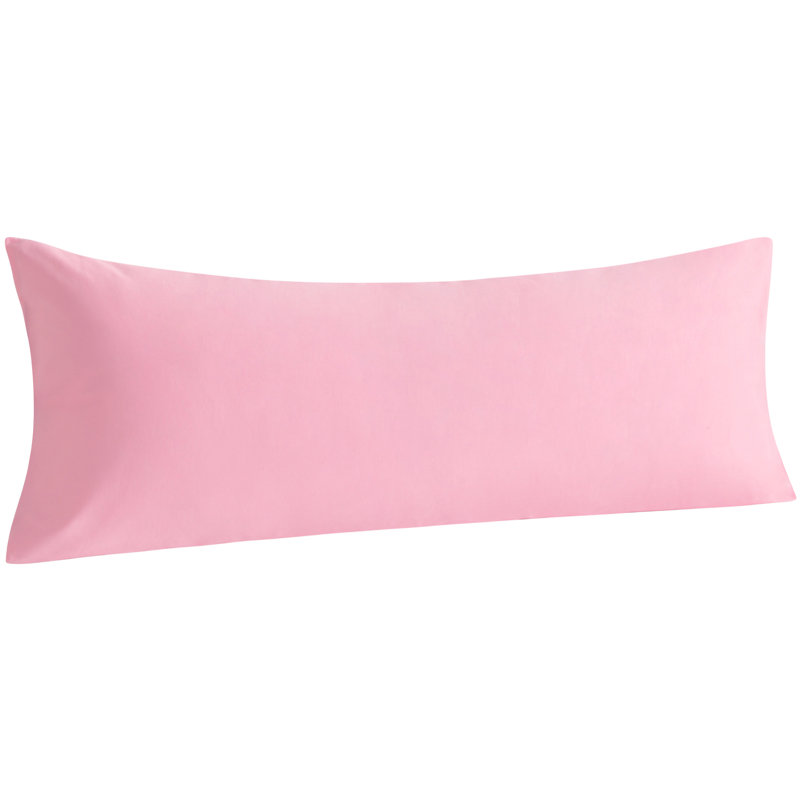 Soft Cotton Body Pillow Cover with Envelope Closure Breathable Standard Pillowcase, Pink
