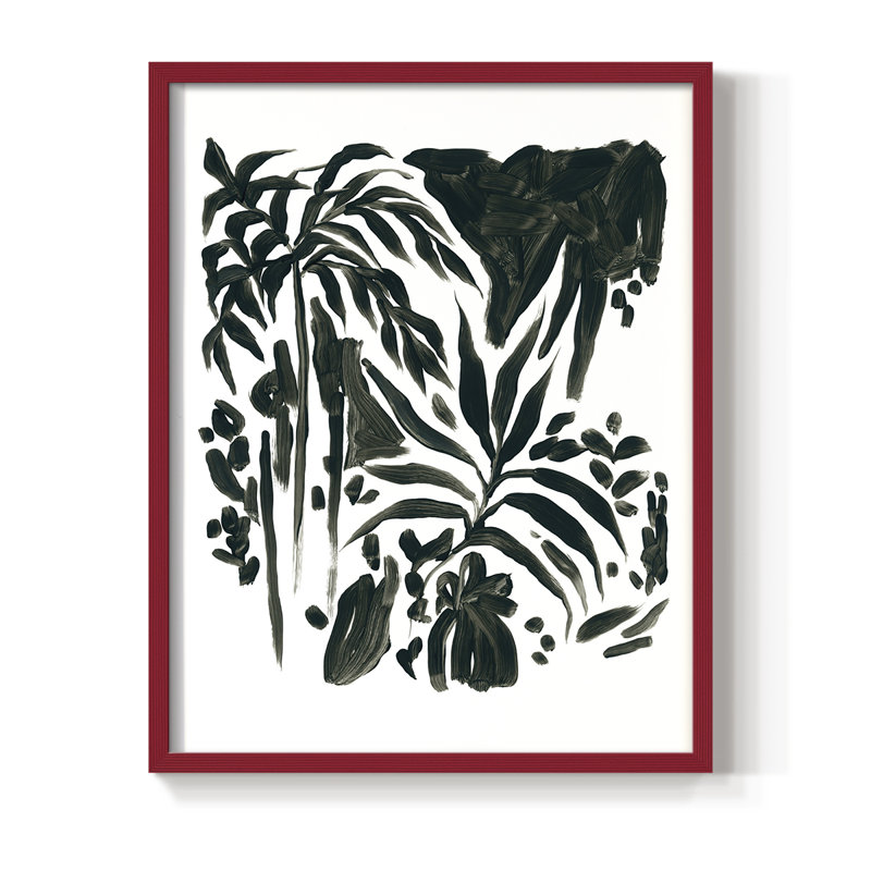 Encre Jungle II, reproduction encadrée - bois massif, H 15 po x l 12 po, Rouge