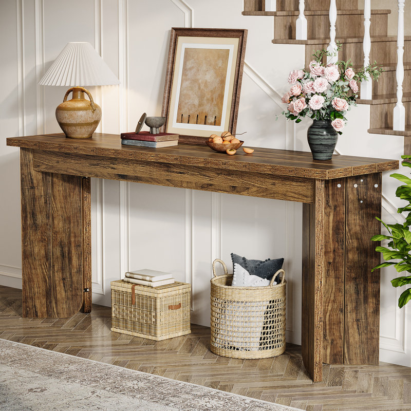 Ezekeial 70.9" Console Table Farmhouse for Living Room, Hallway, Foyer, Rustic Brown