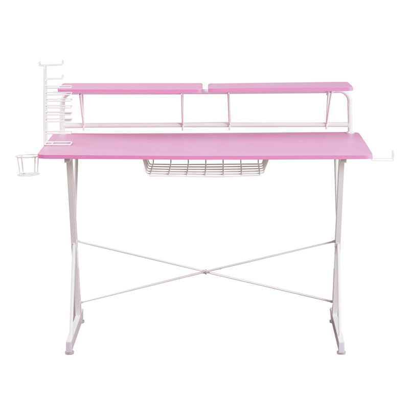 Bureau d'ordinateur avec tablette en carbone Techni Sport TS-200, rose
