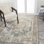 Keesha Bold Distressed Medallion Low-Pile Machine-Washable Blue/Cream Rug-589953016