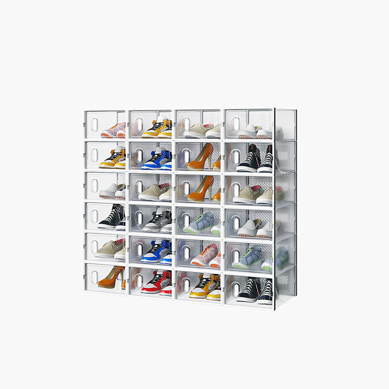  Shoe Storage Box Organizers Stackable (Set Of 24), Clear/White