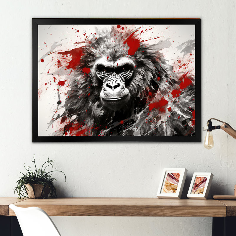 Graffiti rouge sur toile, Cadre simple noir, H 12 po x l 20 po x P 1 po