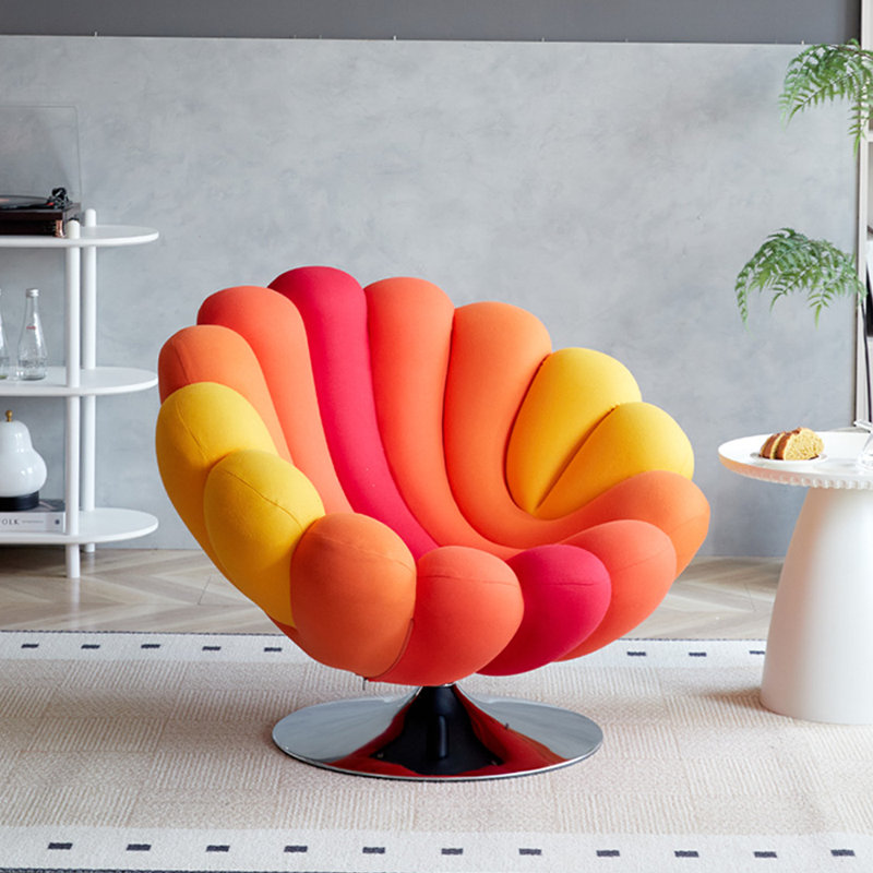 Chaise confortable avec rotation à 360 degrés, Orange, jaune