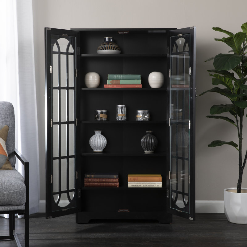 Window Pane Media Cabinet  Black, Black