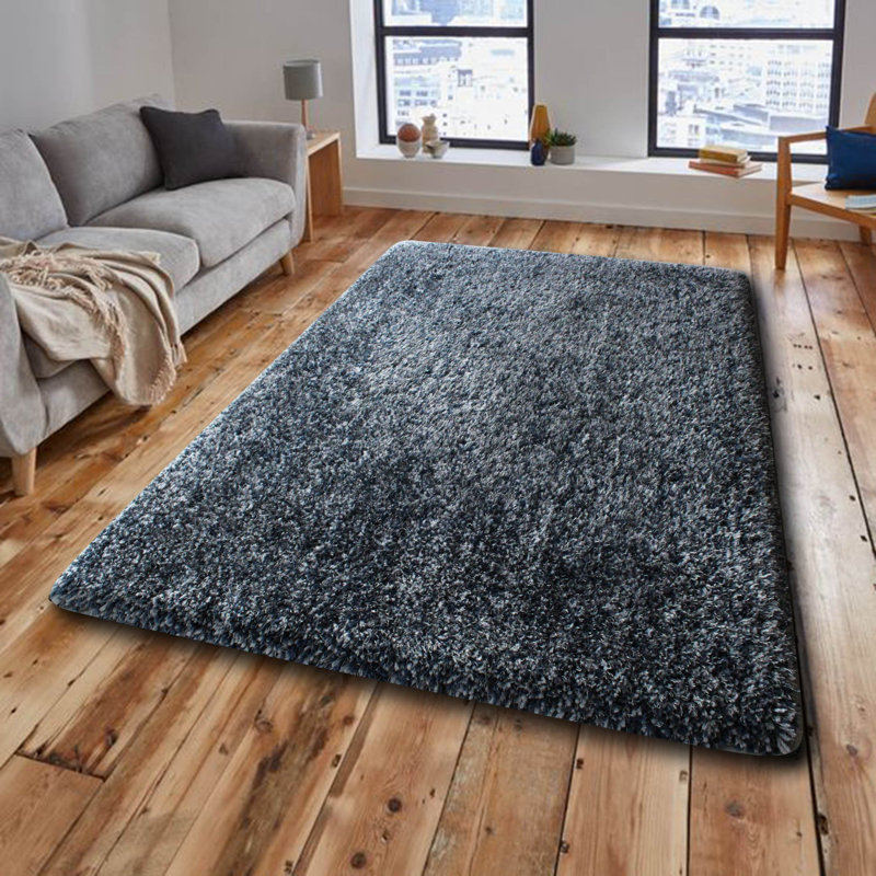 Tapis noir à poils longs Jordae, Rectangle de 2 pi x 3 pi