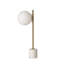 Lampe de table moderne minimaliste de 20,3 po avec base en pierre de marbre et abat-jour en verre lune, compatible avec une ampoule E26 - idéale pour la chambre à coucher, le salon ou le bureau