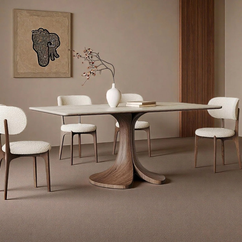 Simple rectangular dining table, 7 Pieces: Table, 6 Chairs, 29.53" H x 70.87" W x 35.43" D