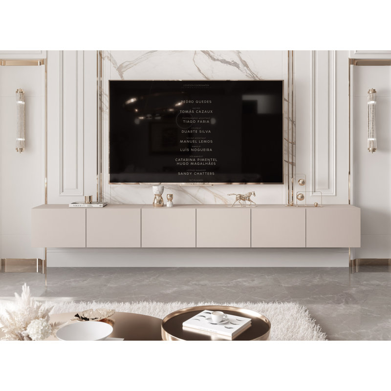 Takella Unfinished TV Stand for TVs up to 85", 36cm H x 300cm L x 40cm W, Cream