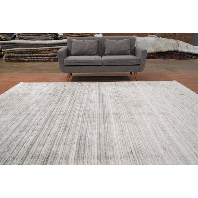 Subtle Charm Gabbeh Style Area Rug 10x10 with Classic Embroidery Touches