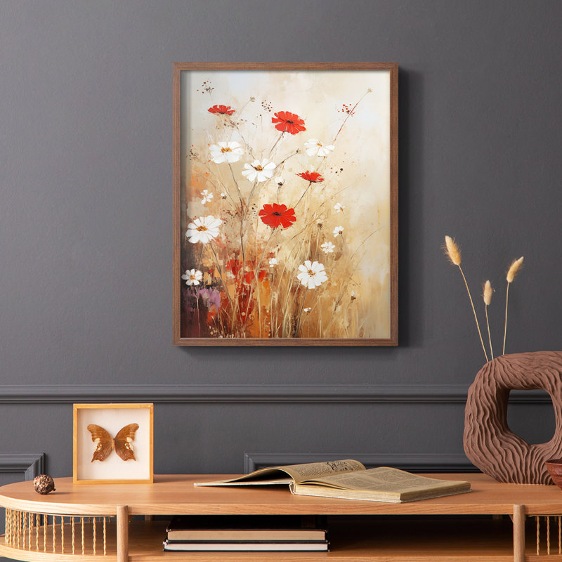 FLORAL Series CECLI - Impression encadrée de qualité supérieure - Prêt à accrocher - Aucun clou requis, Noyer