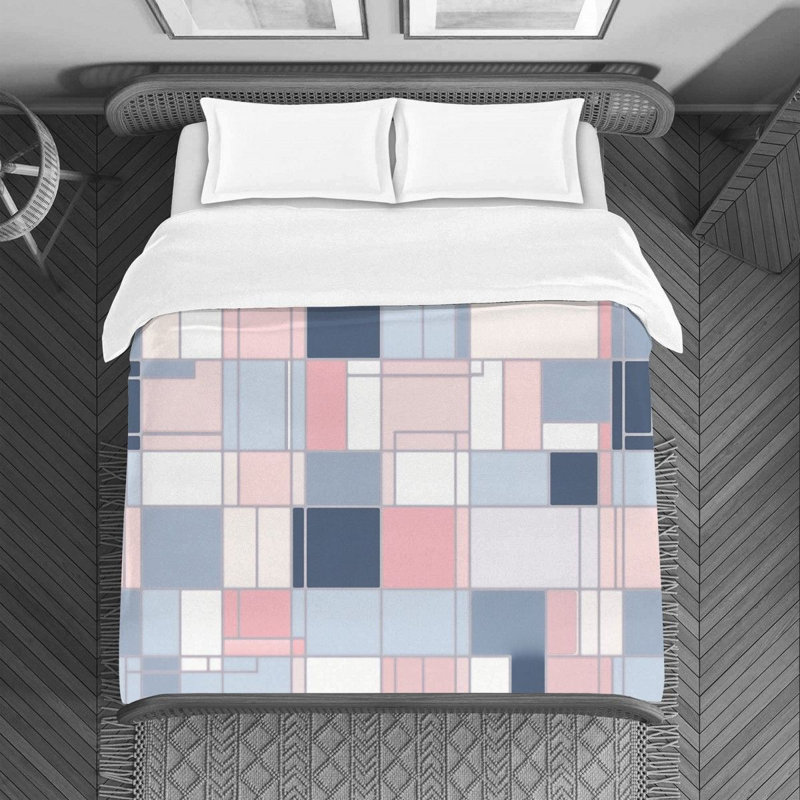 Gweneva Mondrian Geometric Machine Printed Duvet Cover, Twin Duvet Cover
