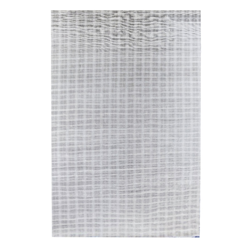Hand Knotted Plaid Area Rug in Gray/White, Rectangle 8' x 10'