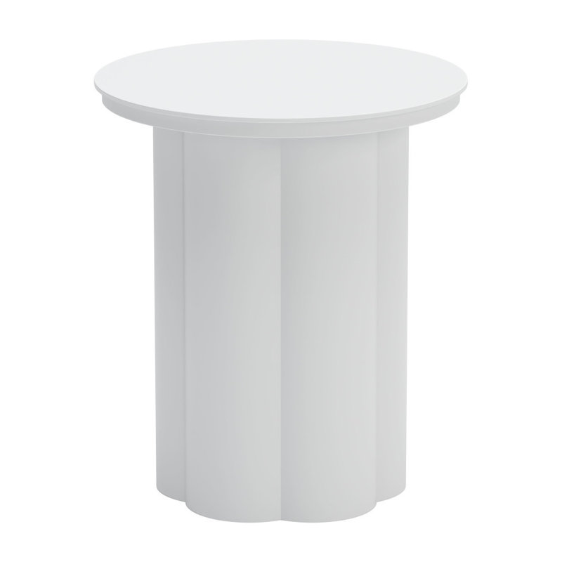 Table de bout ronde à piédestal en aluminium blanc 19 po