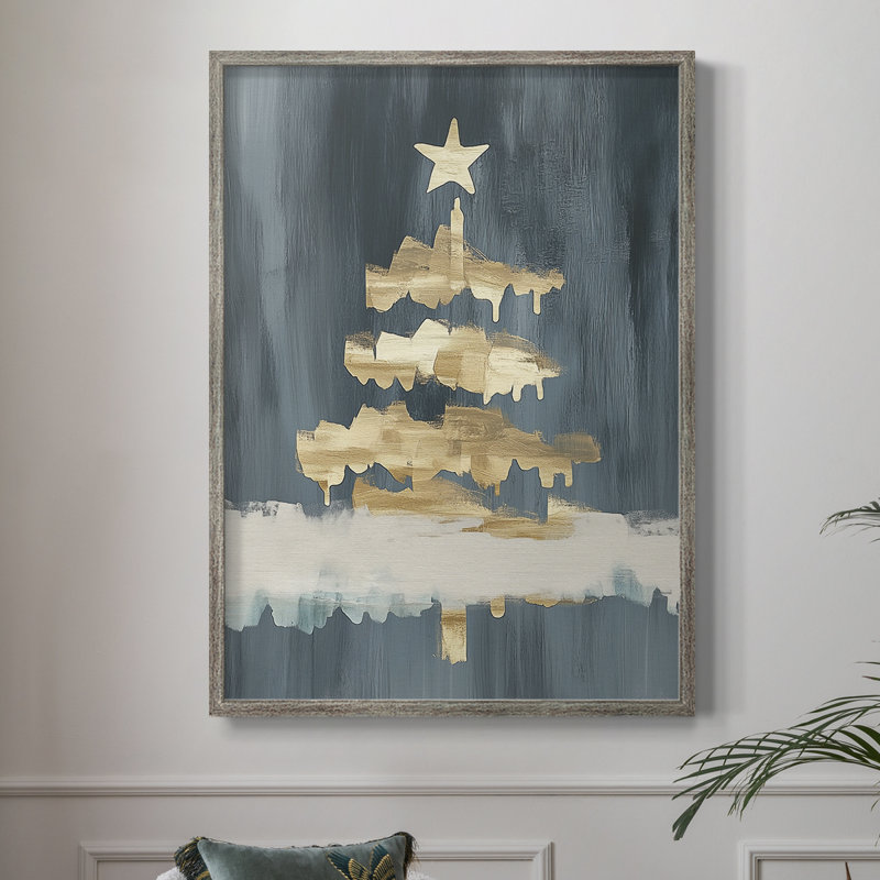 «Christmas Holiday Art CXCV III», reproduction d'art encadrée - bois massif, H 15 po x l 12 po