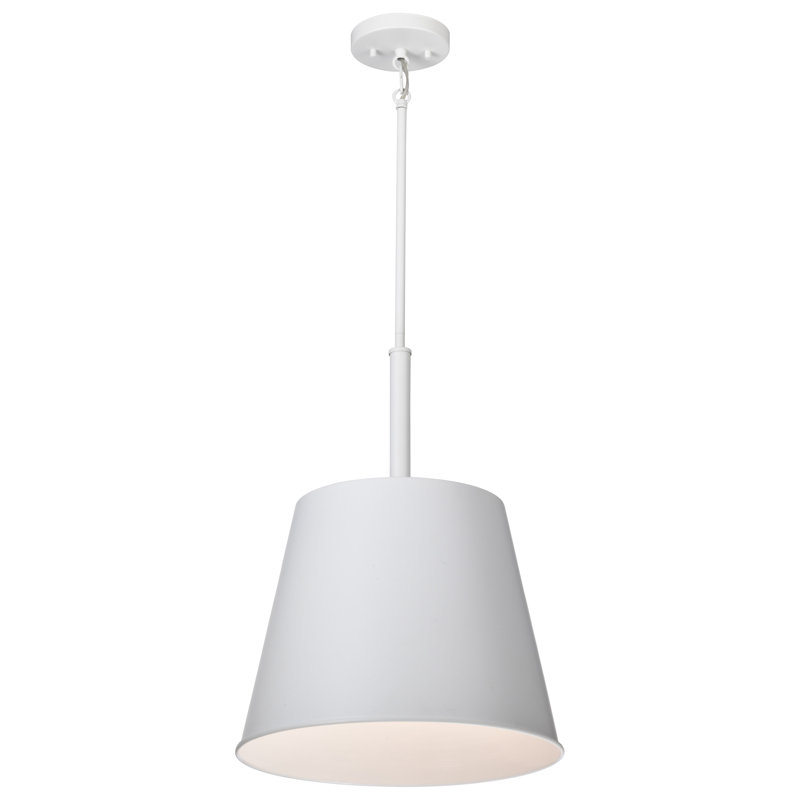 Luminaire suspendu simple à 1 lumière Jahirah, H 20,75 po x l 15 po x P 15 po, Blanc mat