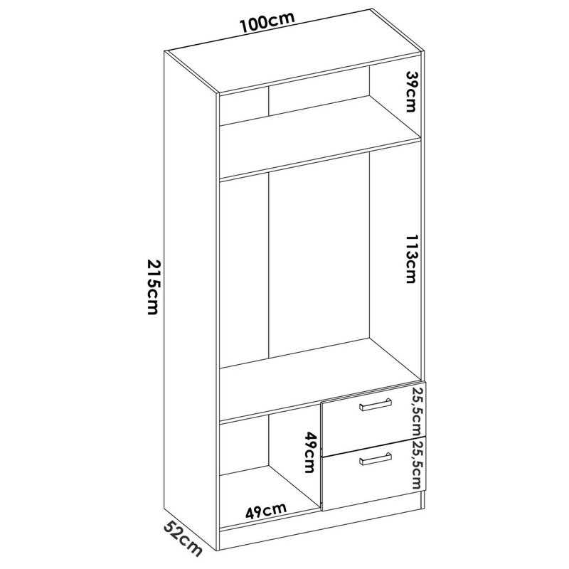 2 Door Manifactured Wood Wardrobe