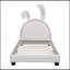 Lit plateforme tapissier en cuir avec ornement en forme de lapin-763780380-763780371