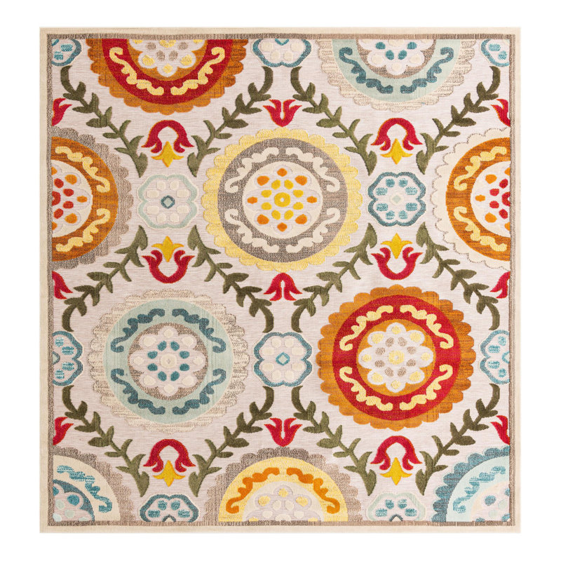 Bungalow Rose Oualida Caimin Indoor/Outdoor Area Rug, Square 10'