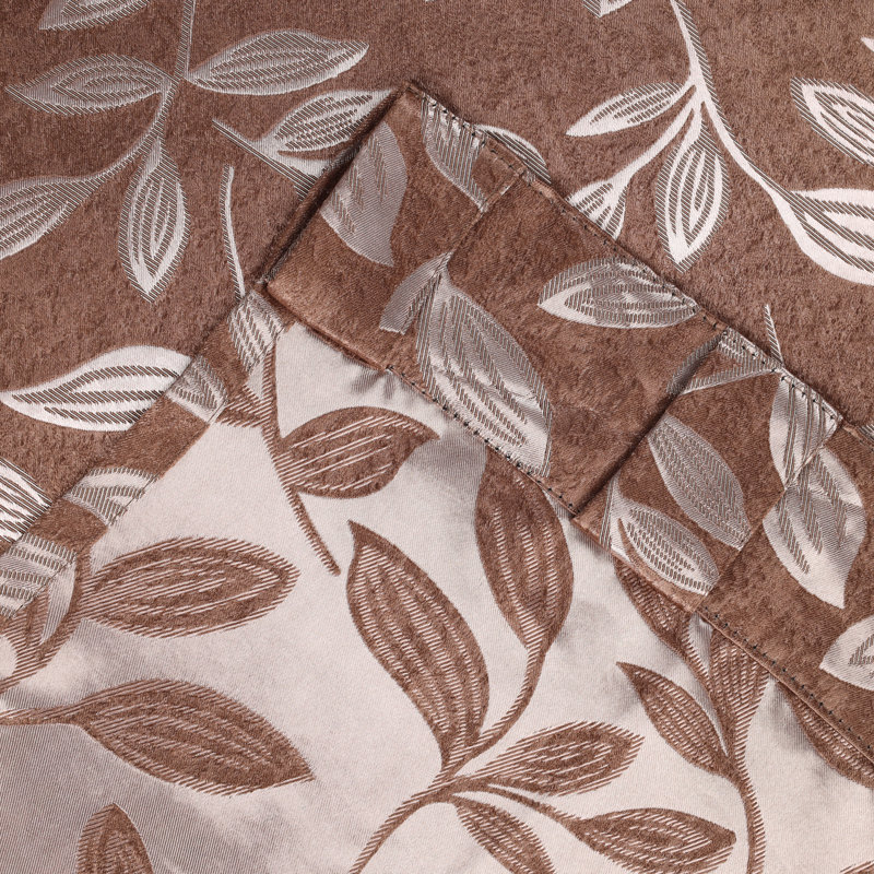  Leaves Pattern Machine Washable 100% Polyester Black Out Curtains with Back Tabs, Copper, 52" W x 108" L