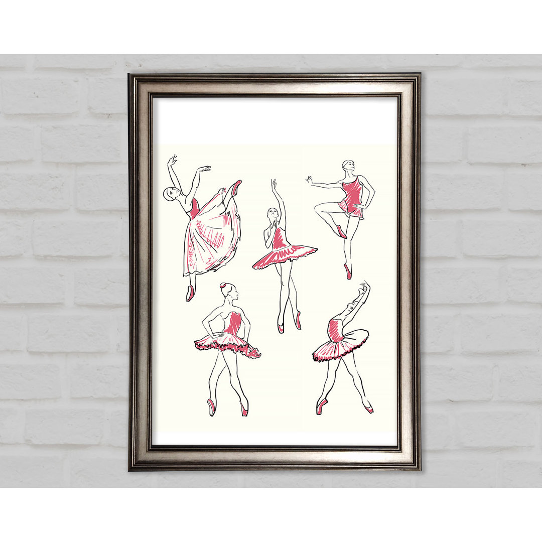 Pink White Ballerina 5 - Einzelner Bilderrahmen Kunstdrucke