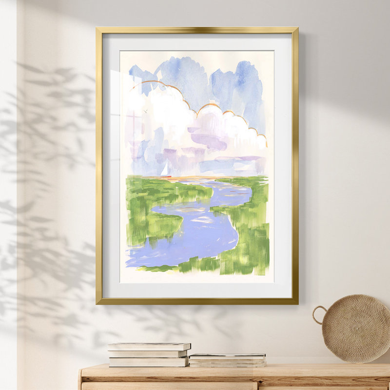 «Low Country River Vista I», reproduction encadrée, H 25,5 po x l 17,5 po, Doré