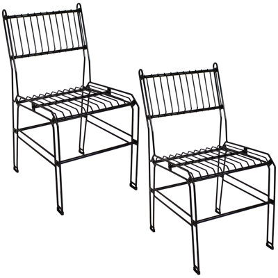 Black Steel Wire Outdoor Dining Chairs