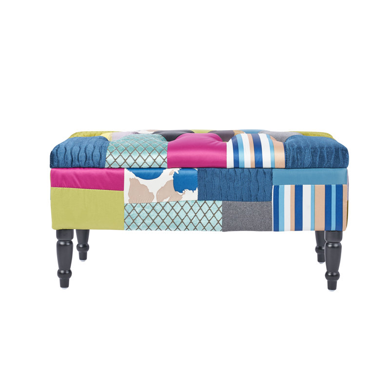 Polyester Blend Upholstered Storage Bench