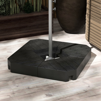 Support pour parasol 132 lb / sable 176 lb, noir, pour parasols en porte-à-faux 8 pi-10 pi, extérieur, poids de base de patio flexible, eau ou sable 176 lb, conception compacte de 8 à 10 pi
