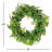 24 inch Artificial Spring Wreath with Ivy, Fern Leaves, Seed Pods, and Flowing Green Stems   