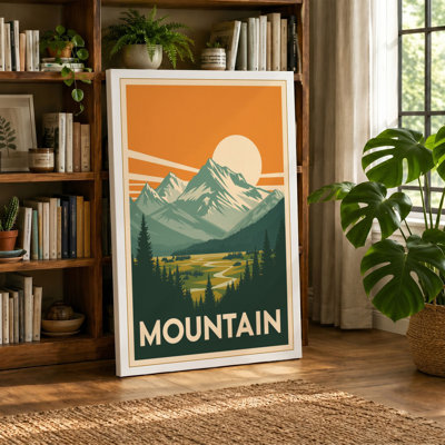 Mountain Travel Poster Vintage 1 Piece Wrapped Canvas Wall Art