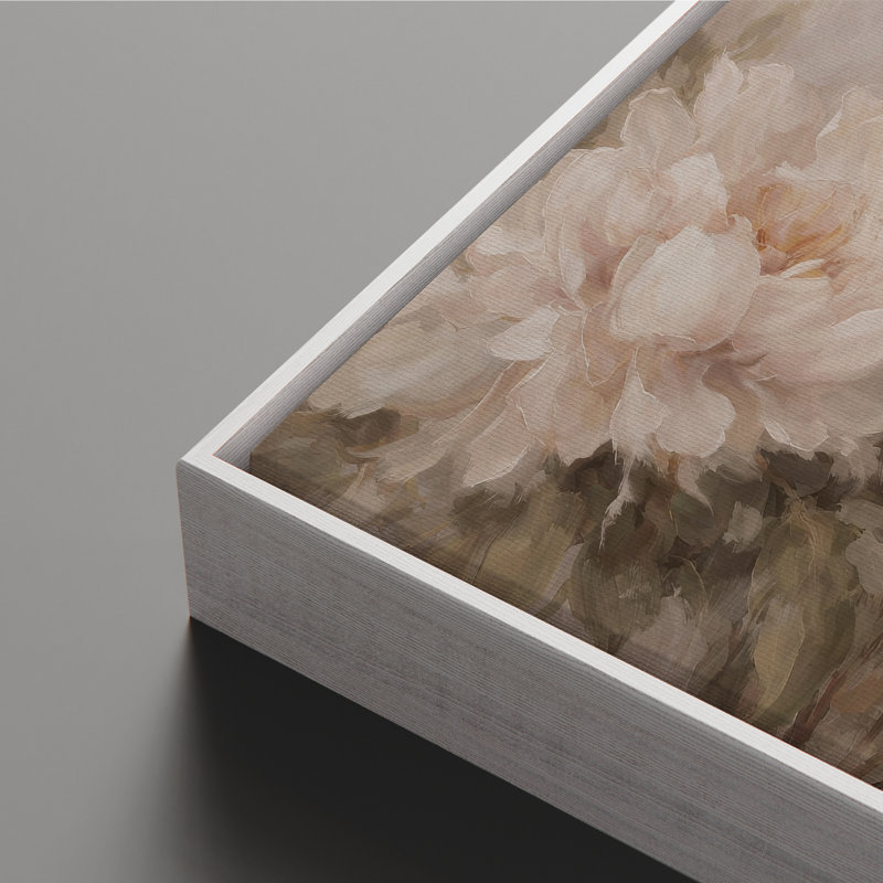 Art mural encadré sur toile - Bouquet de pivoines romantiques dans une palette neutre rétro - 16 po x 24 po, 24 po x 36 po