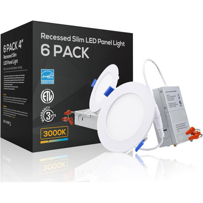 4" LED Dimmable Remodel Recessed Light IC Rated with J-Box, 3000K Warm White
