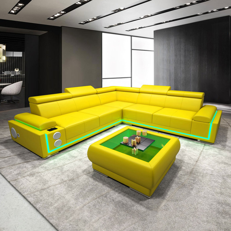 Canapé modulaire rembourré 5 pièces Gazmor, Jaune