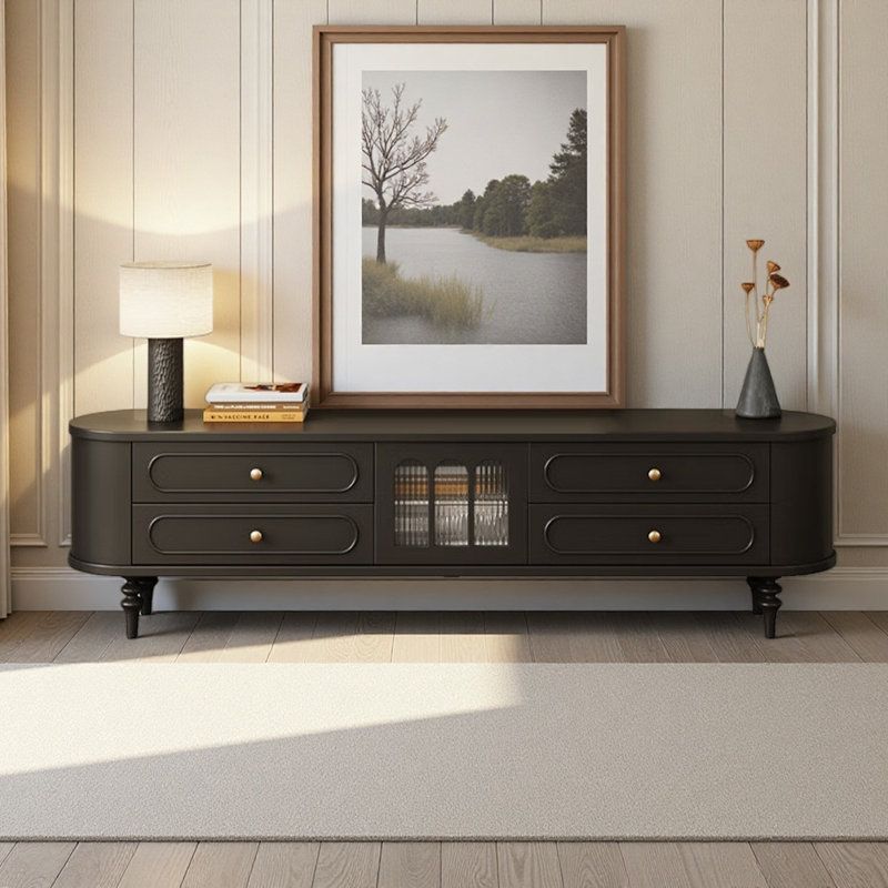 Meuble télé French Light Luxury Design, H 20,87 po x L 70,87 po x l 15,75 po, Noir