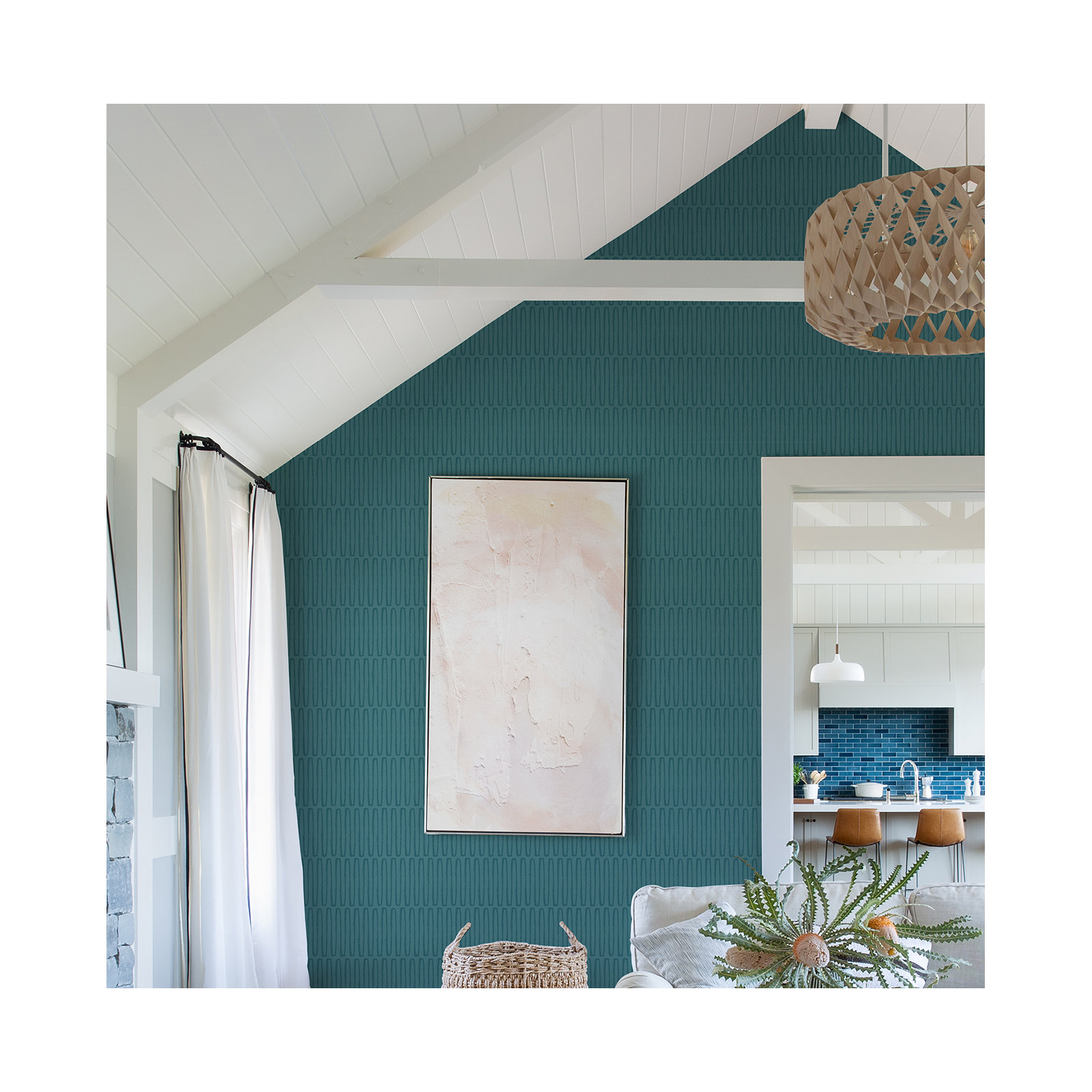 Anika Modern Geometric Wallpaper, Teal