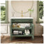 Meuble-lavabo vert 35,6 "avec porte en verre à motif et lavabo, armoire en panneau de fibres à densité moyenne vert-130191402