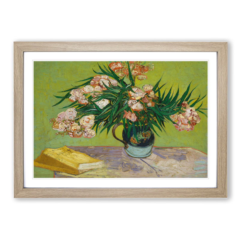 Oleanders by Vincent Van Gogh - Picture Frame Painting, 48cm H x 65cm W x 2cm D, Oak Framed